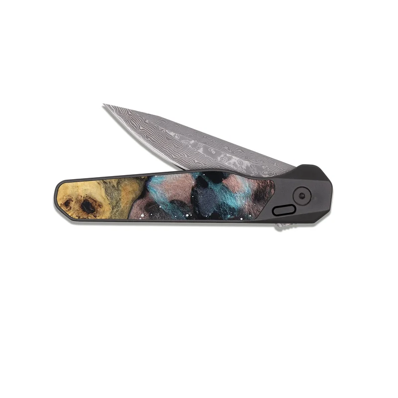 EDC Dark Damascus Wood Pocket Knife - Gideon (Cosmos, 829889)