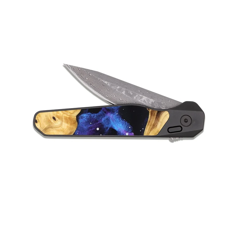 EDC Dark Damascus Wood Pocket Knife - Samir (Cosmos, 829903)