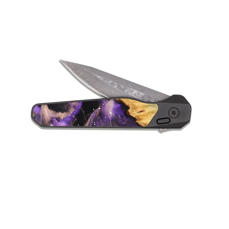 EDC Dark Damascus Wood Pocket Knife - Ervin (Cosmos, 829888)