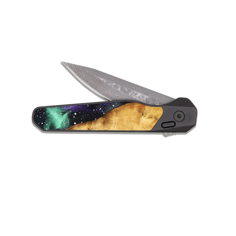 EDC Dark Damascus Wood Pocket Knife - Bill (Cosmos, 829893)