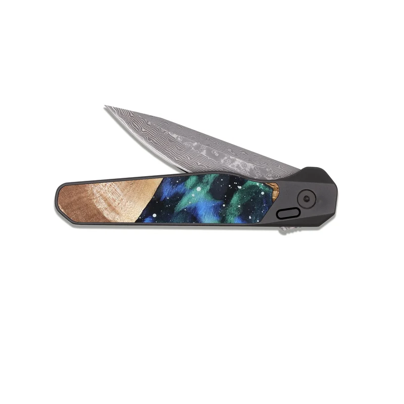 EDC Dark Damascus Wood Pocket Knife - Kelsea (Cosmos, 829878)
