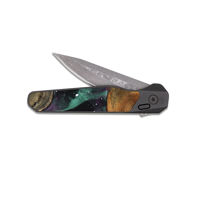 EDC Dark Damascus Wood Pocket Knife - Dottie (Cosmos, 829871)