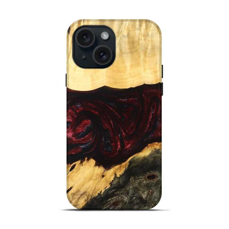 iPhone 15 Wood Live Edge Phone Case - Adell (Red, 829848)