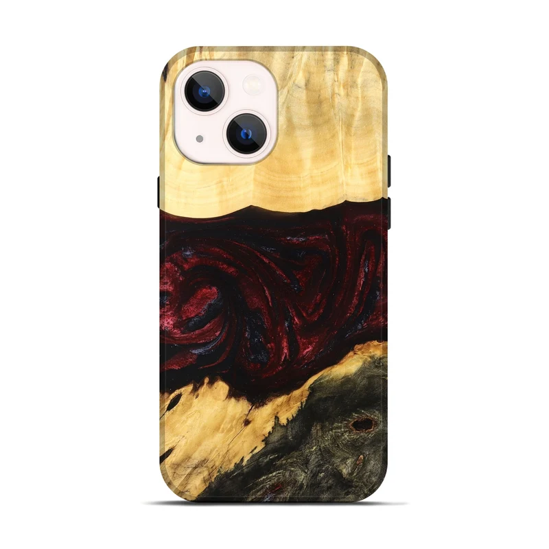 iPhone 14 Wood Live Edge Phone Case - Adell (Red, 829848)