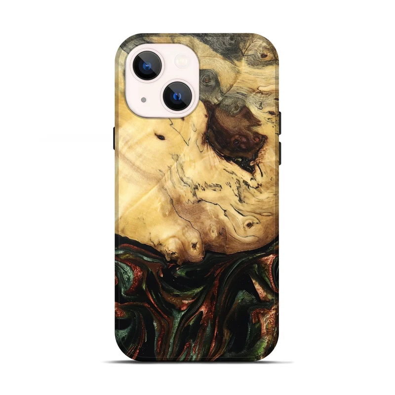 iPhone 13 Wood Live Edge Phone Case - Aron (Green, 829840)