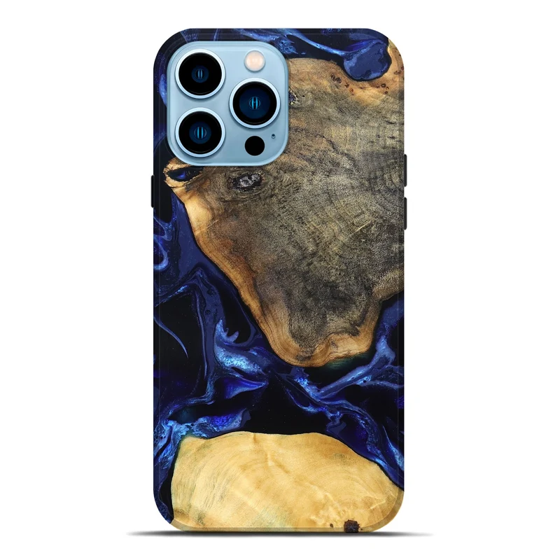 iPhone 14 Pro Max Wood Live Edge Phone Case - Coretta (Blue, 829841)