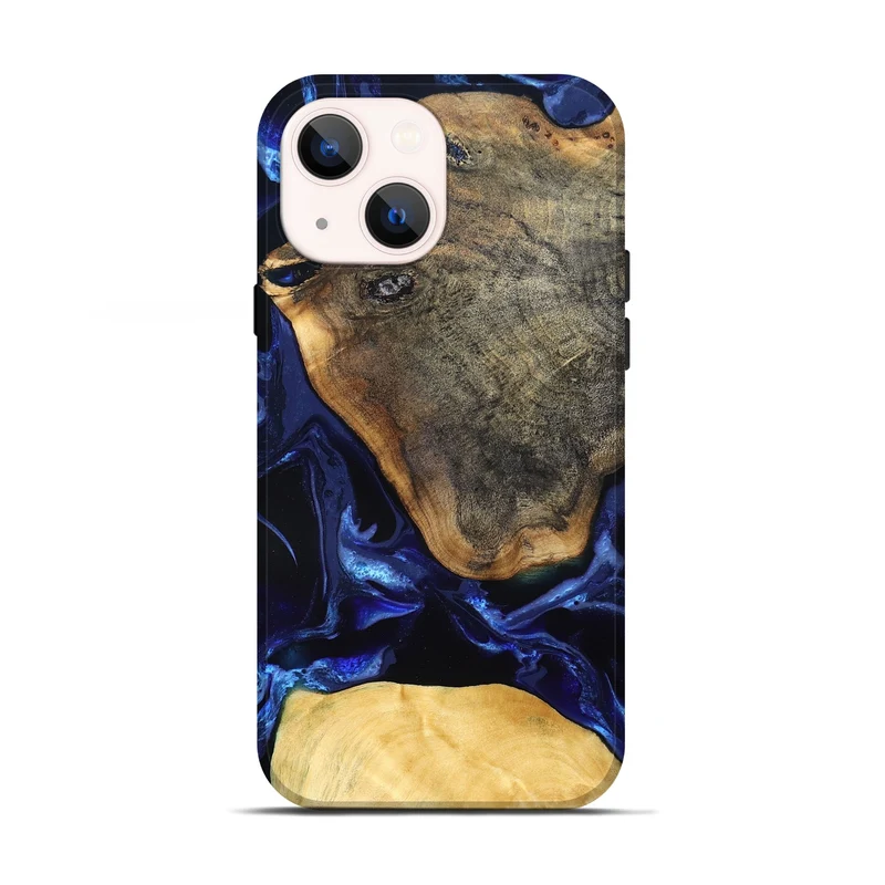iPhone 13 Wood Live Edge Phone Case - Coretta (Blue, 829841)