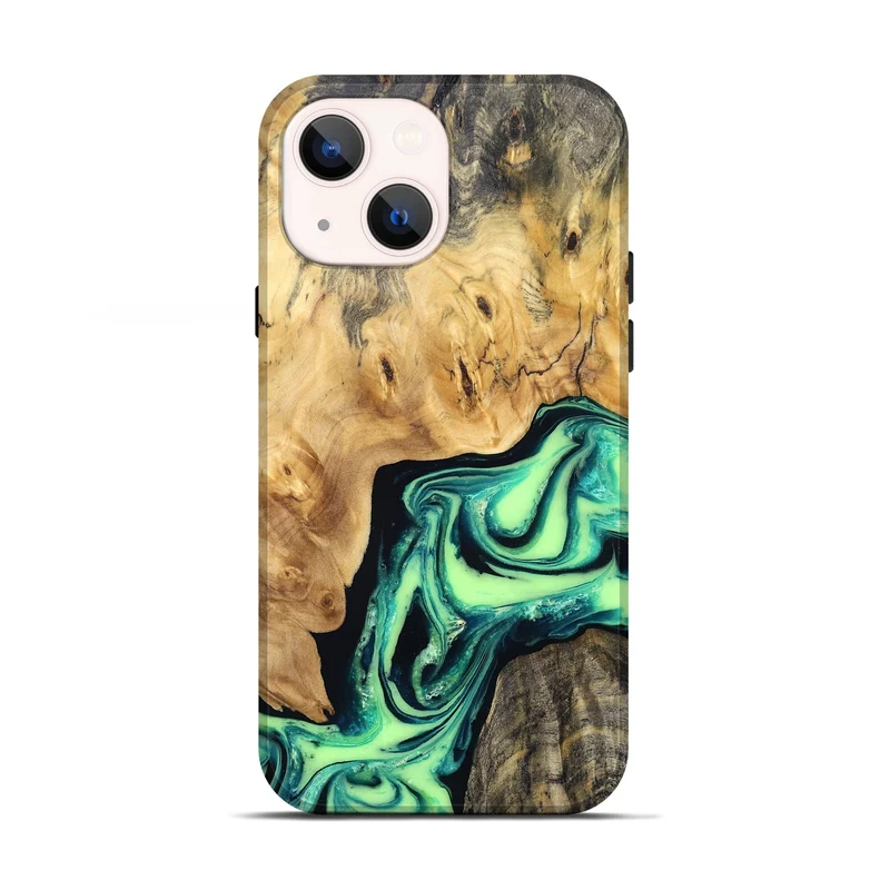 iPhone 13 Wood Live Edge Phone Case - Mikael (Green, 829824)