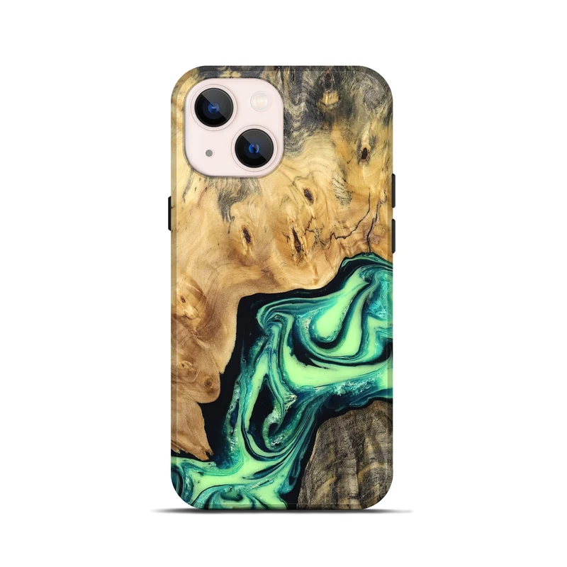 iPhone 13 mini Wood Live Edge Phone Case - Mikael (Green, 829824)