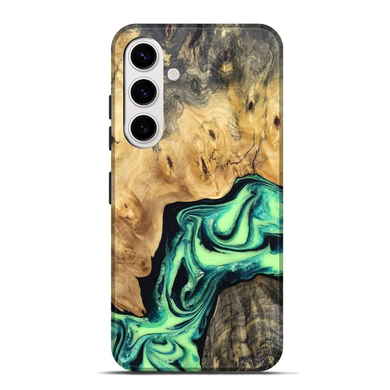 Galaxy S25 Plus Wood Live Edge Phone Case - Mikael (Green, 829824)