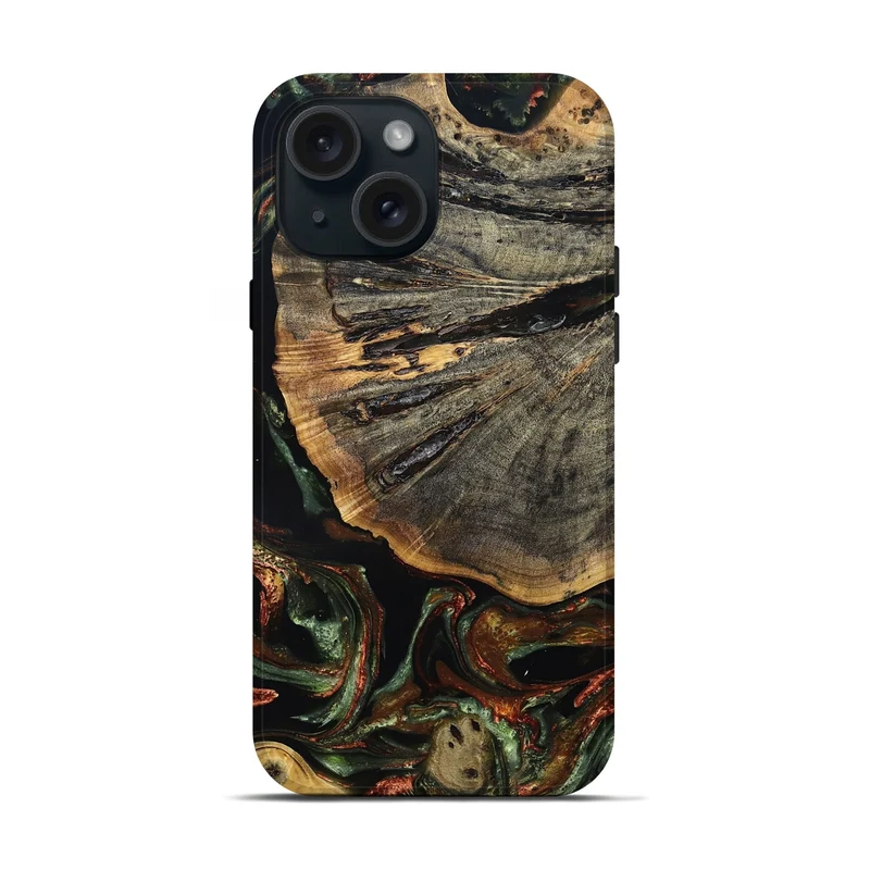 iPhone 15 Wood Live Edge Phone Case - Rogers (Green, 829826)