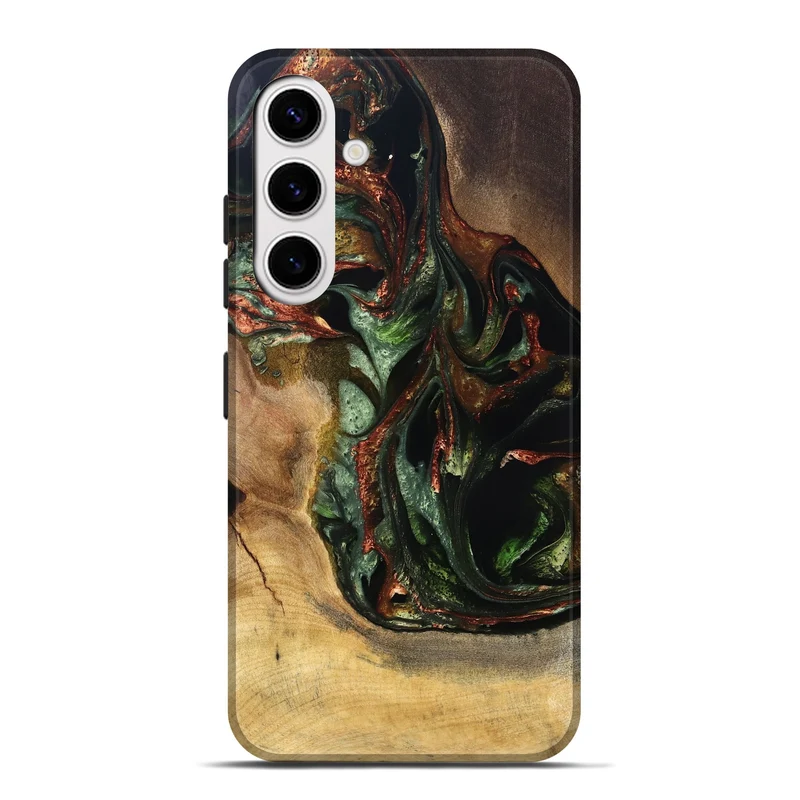 Galaxy S25 Plus Wood Live Edge Phone Case - Mikala (Green, 829829)