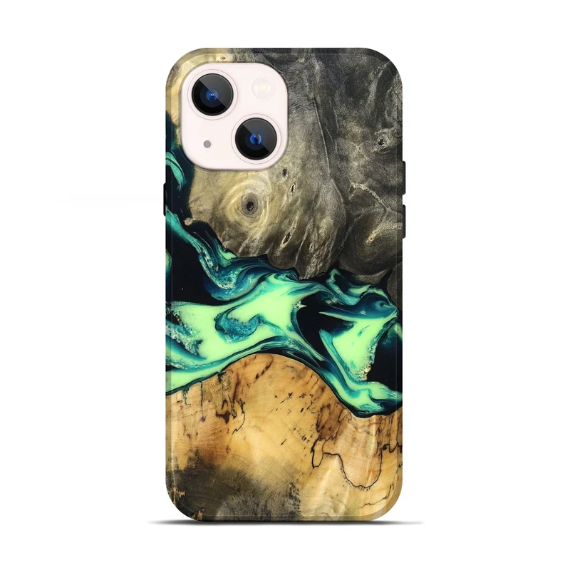 iPhone 13 Wood Live Edge Phone Case - Jacklyn (Green, 829846)