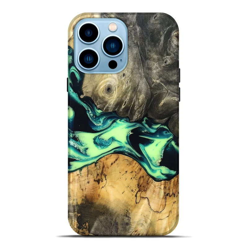 iPhone 14 Pro Max Wood Live Edge Phone Case - Jacklyn (Green, 829846)