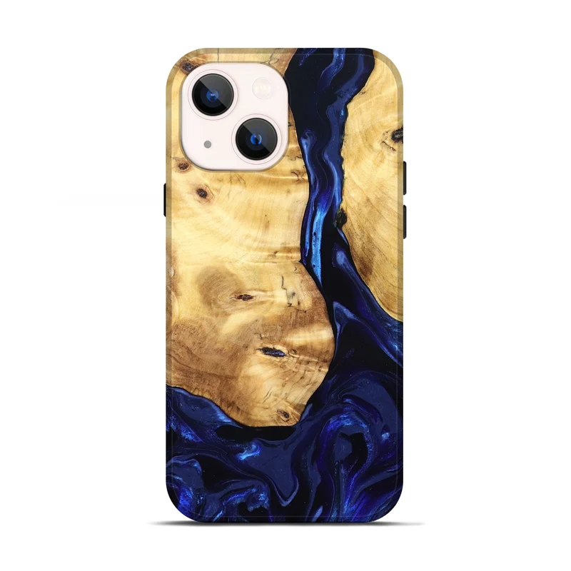 iPhone 13 Wood Live Edge Phone Case - Tayla (Blue, 829853)