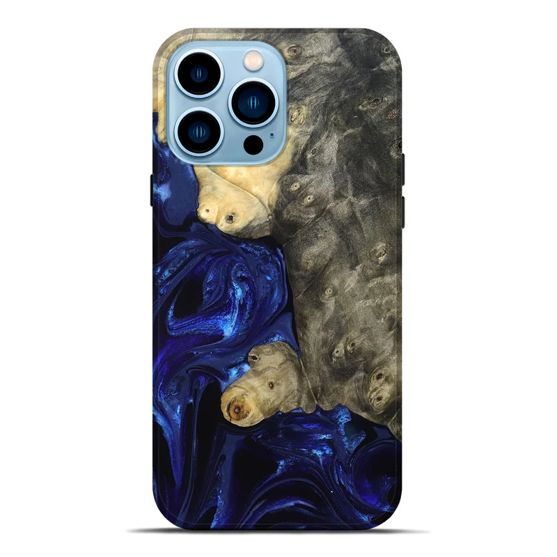 iPhone 14 Pro Max Wood Live Edge Phone Case - Paige (Blue, 829854)