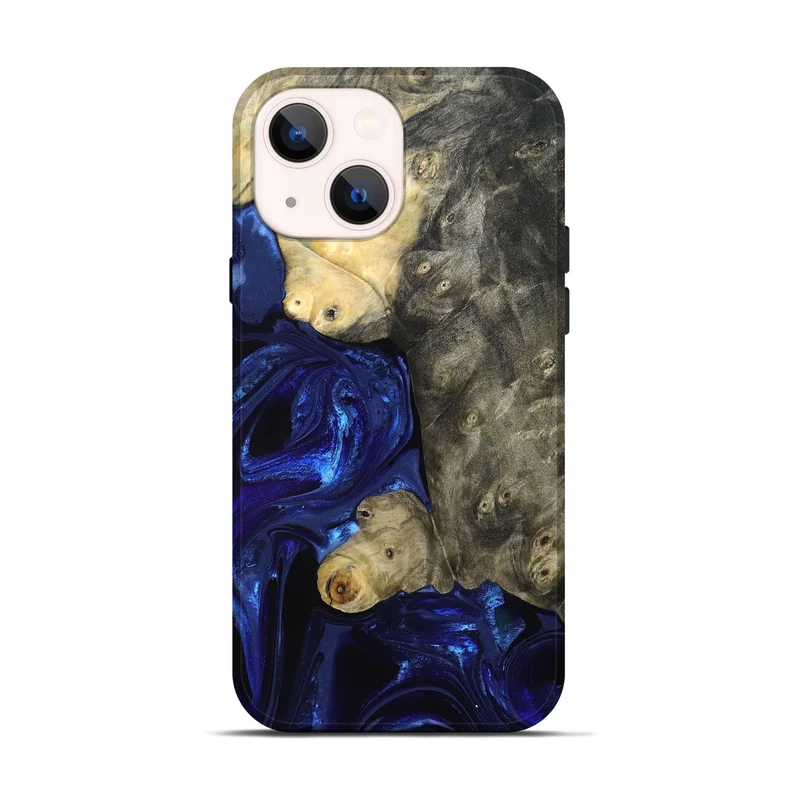 iPhone 14 Wood Live Edge Phone Case - Paige (Blue, 829854)
