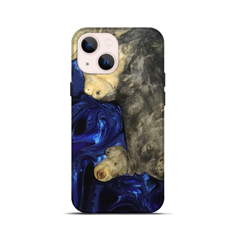 iPhone 13 mini Wood Live Edge Phone Case - Paige (Blue, 829854)