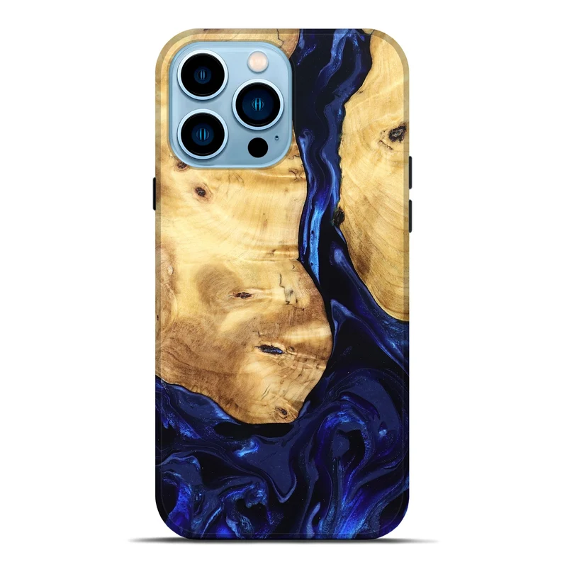 iPhone 14 Pro Max Wood Live Edge Phone Case - Tayla (Blue, 829853)