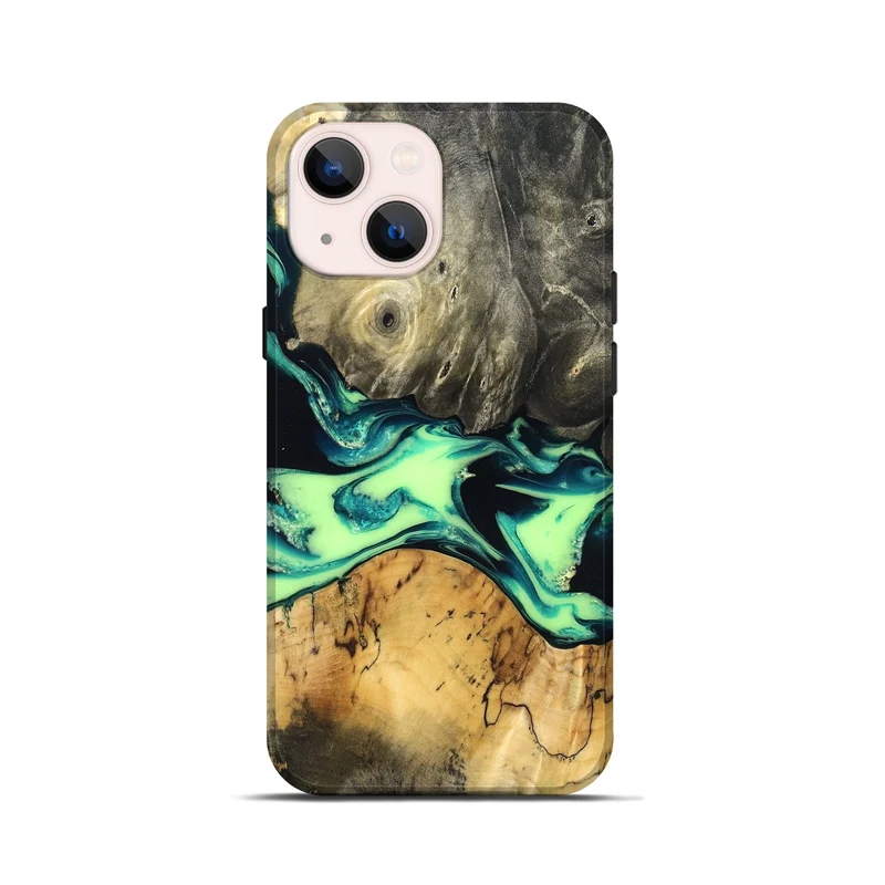 iPhone 13 mini Wood Live Edge Phone Case - Jacklyn (Green, 829846)