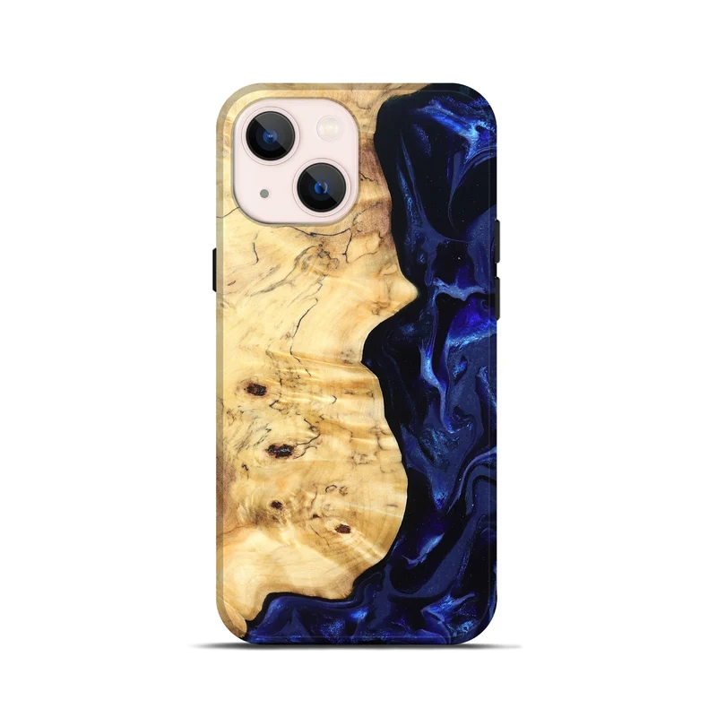 iPhone 13 mini Wood Live Edge Phone Case - Ayana (Blue, 829858)