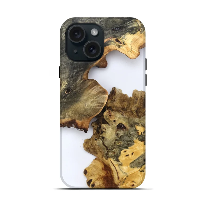 iPhone 15 Wood Live Edge Phone Case - Bryanna (Clear, 829856)