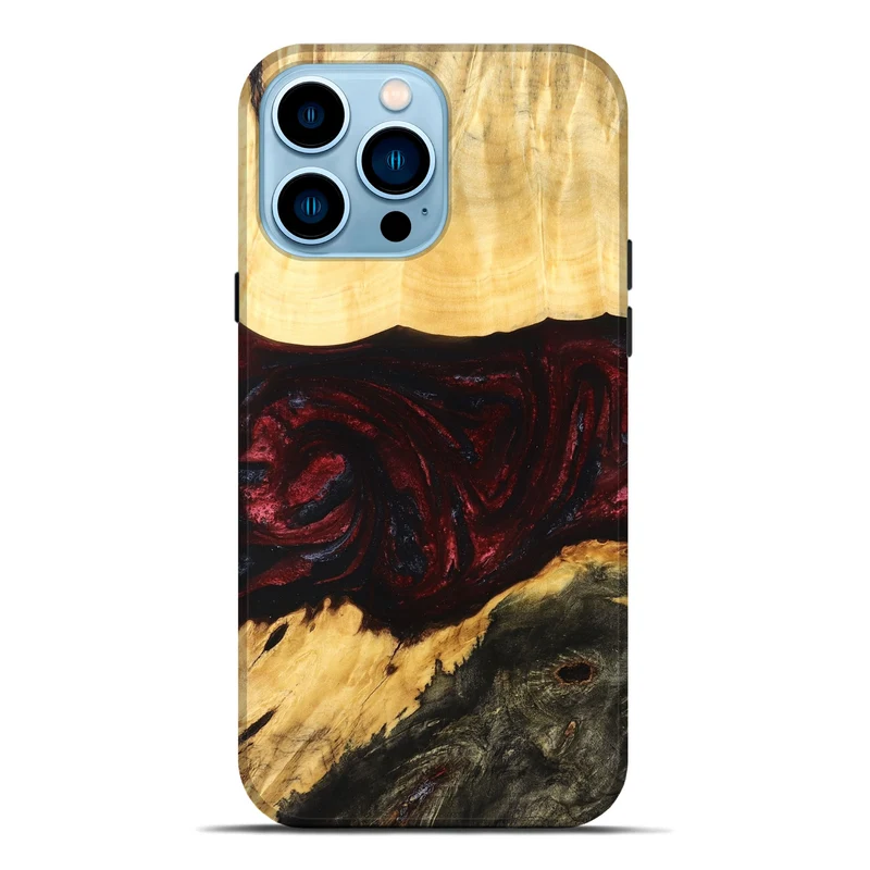 iPhone 14 Pro Max Wood Live Edge Phone Case - Adell (Red, 829848)