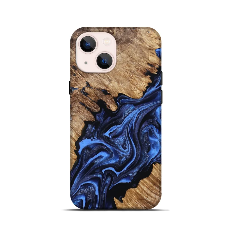 iPhone 13 mini Wood Live Edge Phone Case - Emery (Blue, 829814)