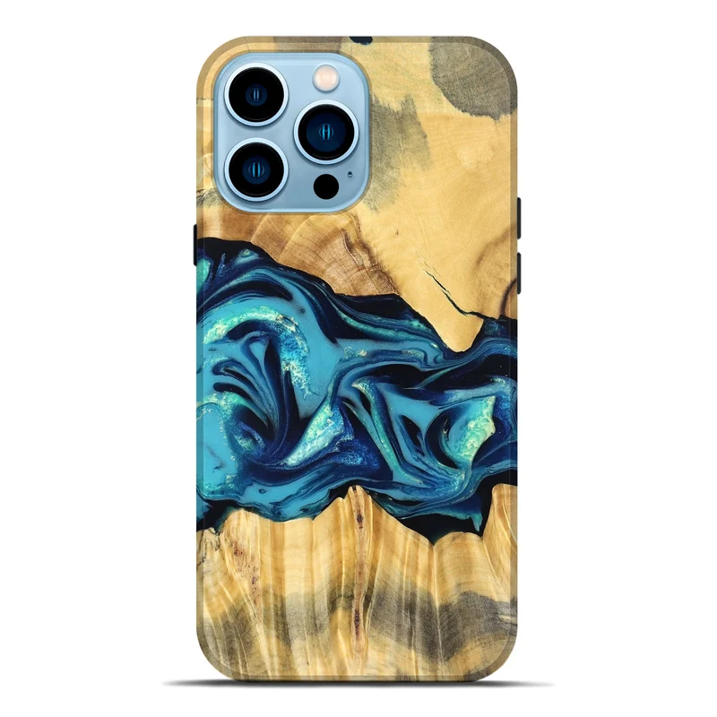 iPhone 14 Pro Max Wood Live Edge Phone Case - Daron (Blue, 829800)
