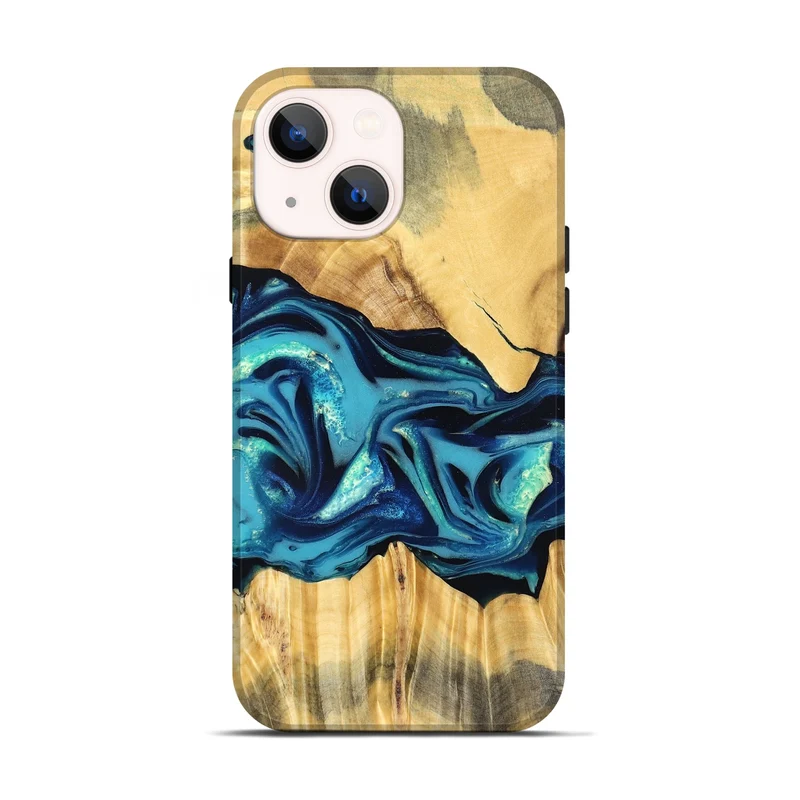 iPhone 14 Wood Live Edge Phone Case - Daron (Blue, 829800)