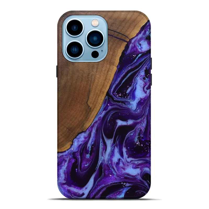 iPhone 14 Pro Max Wood Live Edge Phone Case - Koen (Purple, 829794)