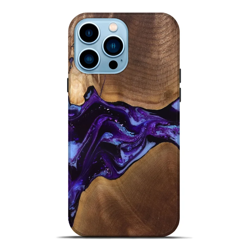iPhone 14 Pro Max Wood Live Edge Phone Case - Cierra (Purple, 829793)