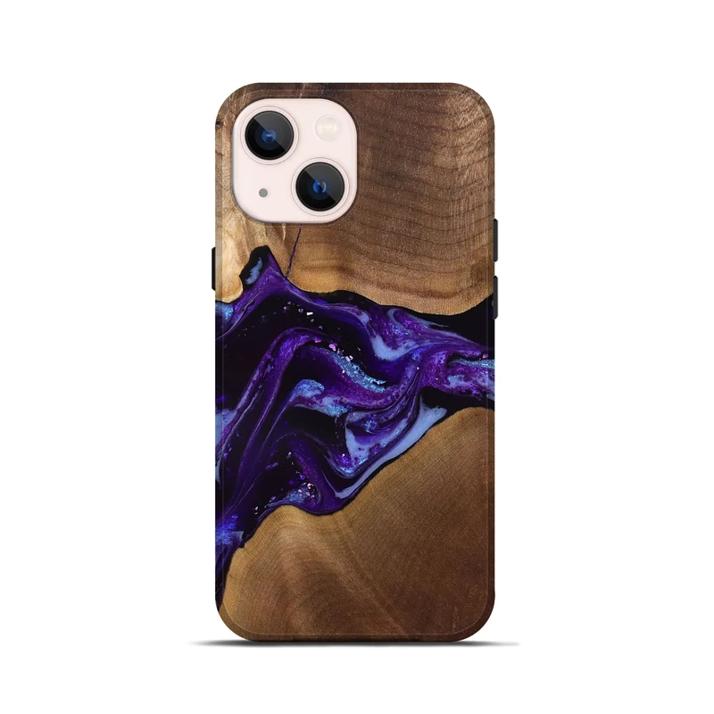 iPhone 13 mini Wood Live Edge Phone Case - Cierra (Purple, 829793)