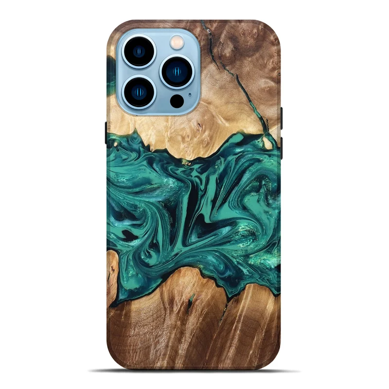 iPhone 14 Pro Max Wood Live Edge Phone Case - Nash (Green, 829790)