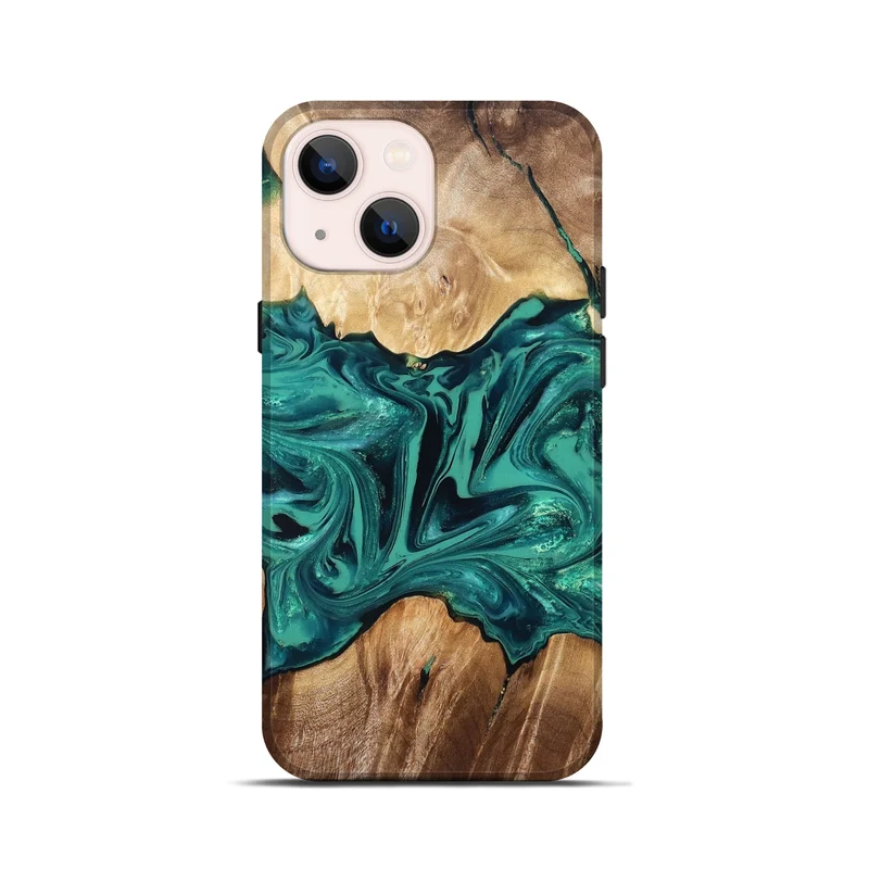 iPhone 13 mini Wood Live Edge Phone Case - Nash (Green, 829790)