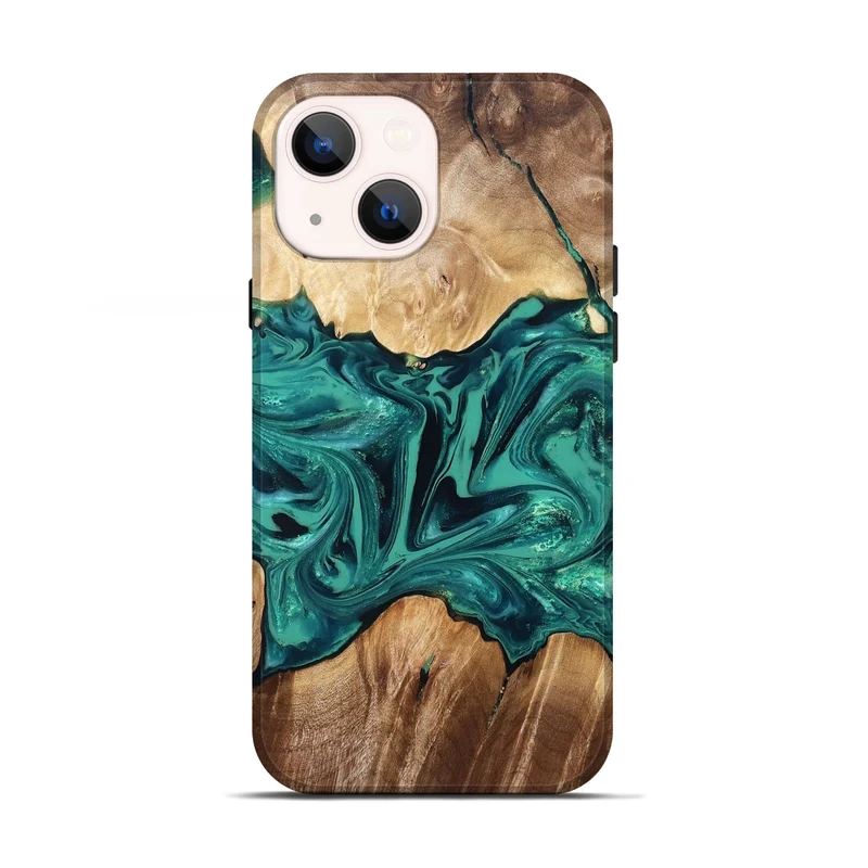 iPhone 13 Wood Live Edge Phone Case - Nash (Green, 829790)