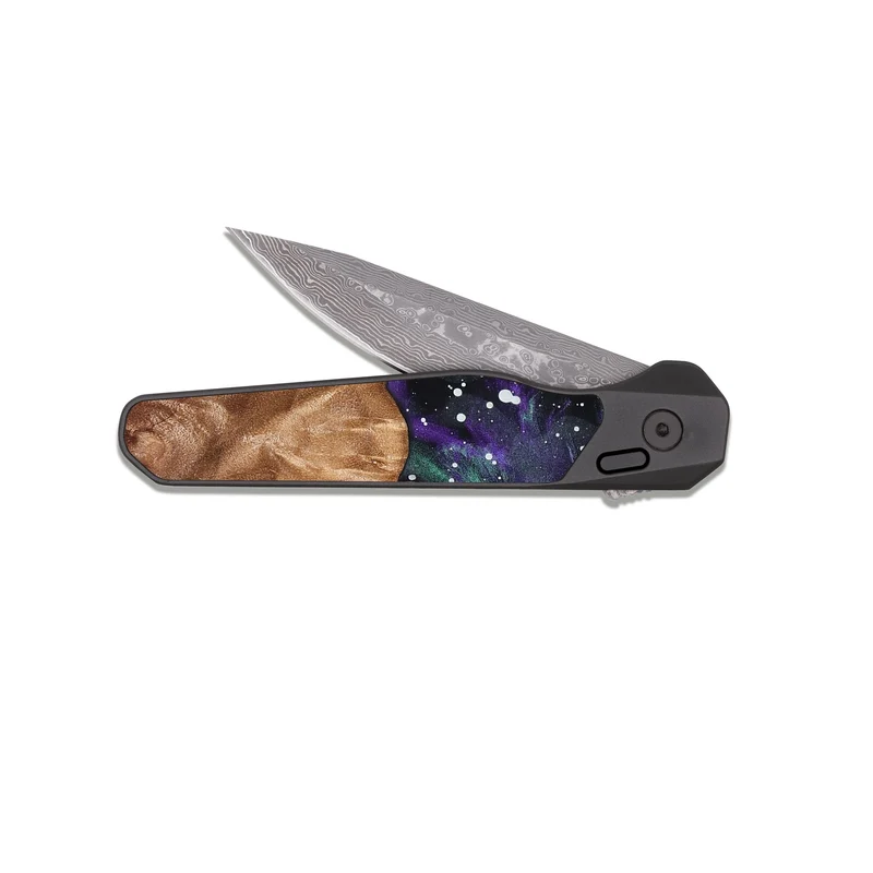 EDC Dark Damascus Wood Pocket Knife - Twila (Cosmos, 829876)