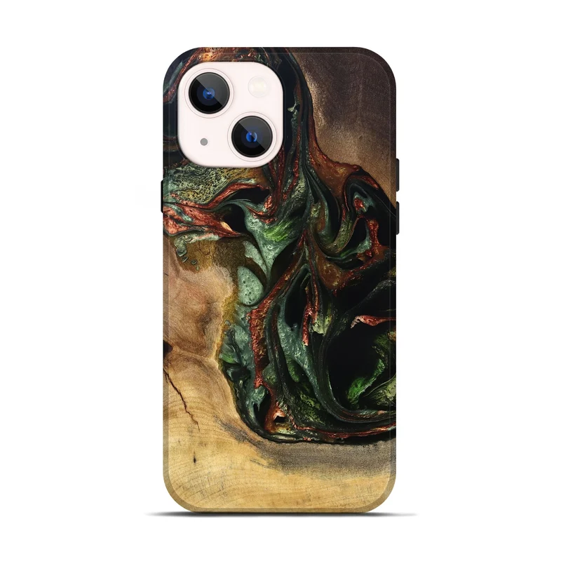 iPhone 14 Wood Live Edge Phone Case - Mikala (Green, 829829)