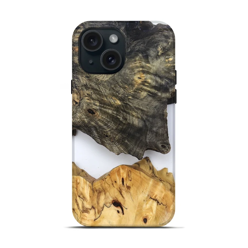 iPhone 15 Wood Live Edge Phone Case - Teena (Clear, 829822)