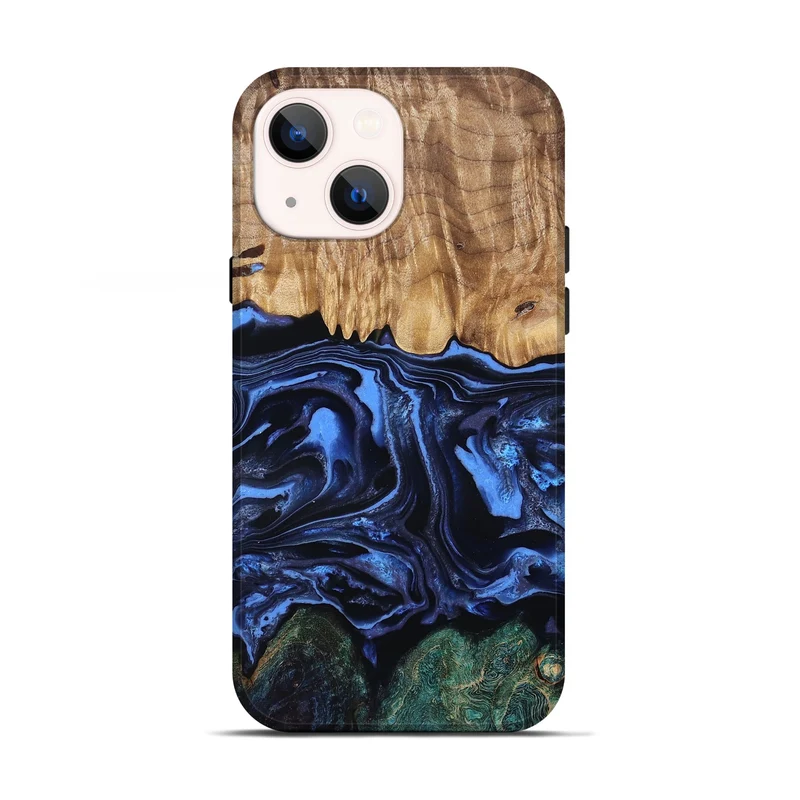 iPhone 13 Wood Live Edge Phone Case - Shmuel (Blue, 829807)