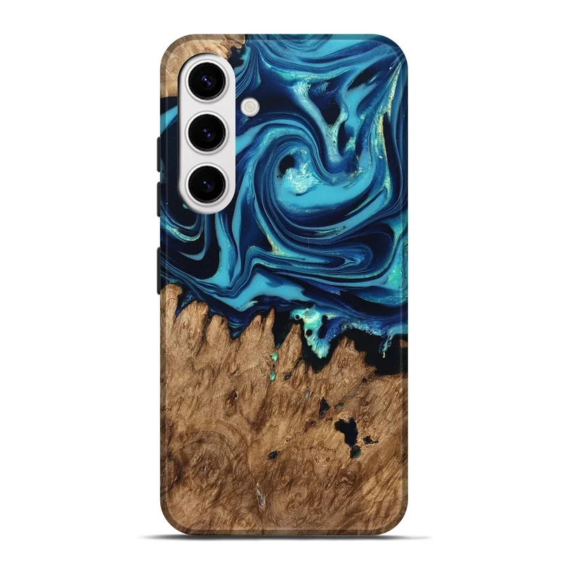 Galaxy S25 Plus Wood Live Edge Phone Case - Rosina (Blue, 829809)