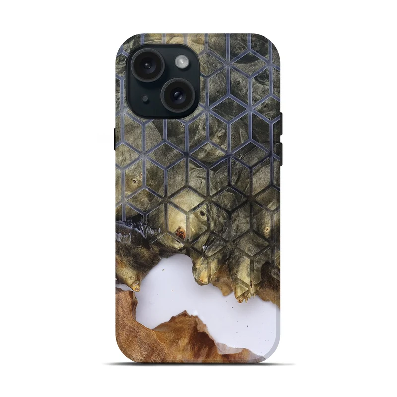 iPhone 15 Wood Live Edge Phone Case - Matteo (Clear, 829803)