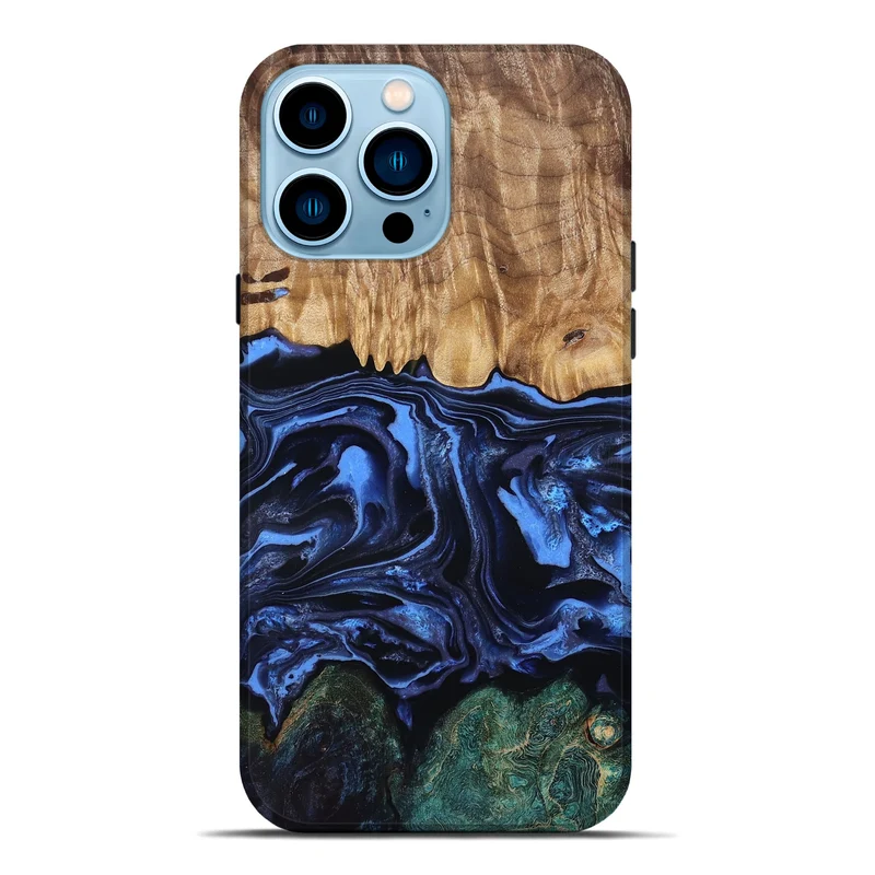 iPhone 14 Pro Max Wood Live Edge Phone Case - Shmuel (Blue, 829807)