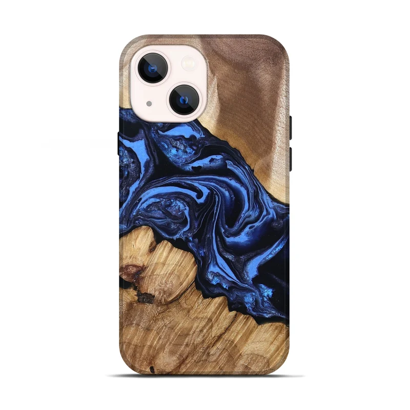 iPhone 13 Wood Live Edge Phone Case - Sarai (Blue, 829813)