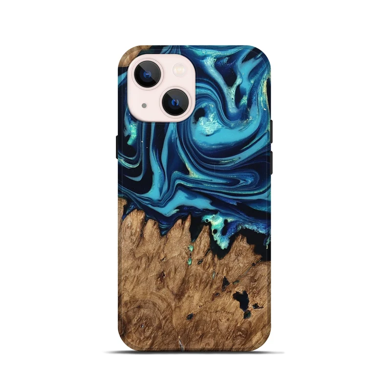 iPhone 13 mini Wood Live Edge Phone Case - Rosina (Blue, 829809)