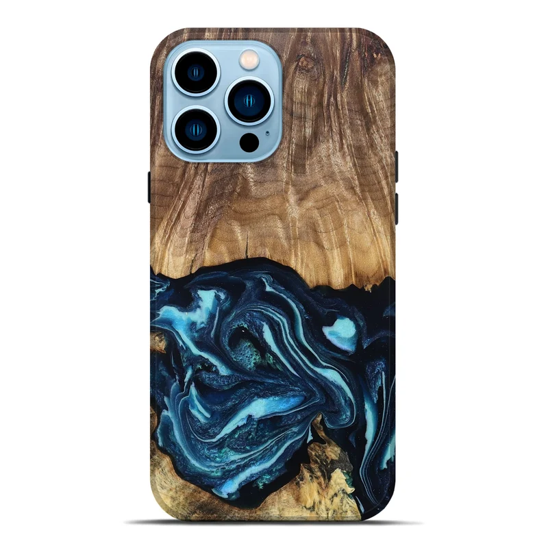 iPhone 14 Pro Max Wood Live Edge Phone Case - Chantel (Blue, 829810)