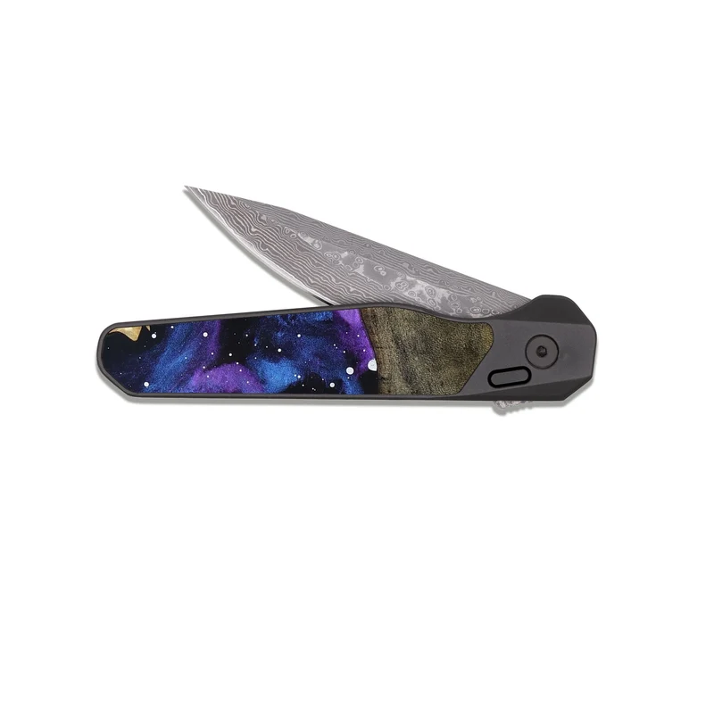 EDC Dark Damascus Wood Pocket Knife - Florian (Cosmos, 829868)
