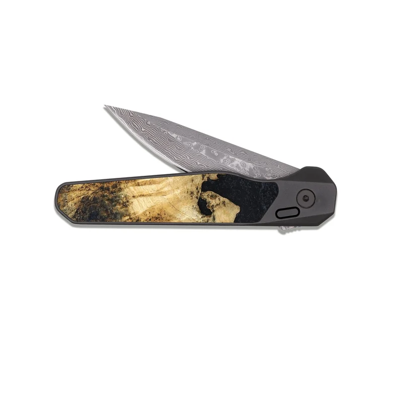 EDC Dark Damascus Wood Pocket Knife - Belle (Wood Burl, 829765)