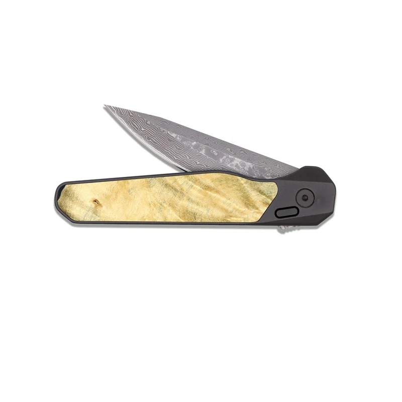 EDC Dark Damascus Wood Pocket Knife - Jarred (Wood Burl, 829750)