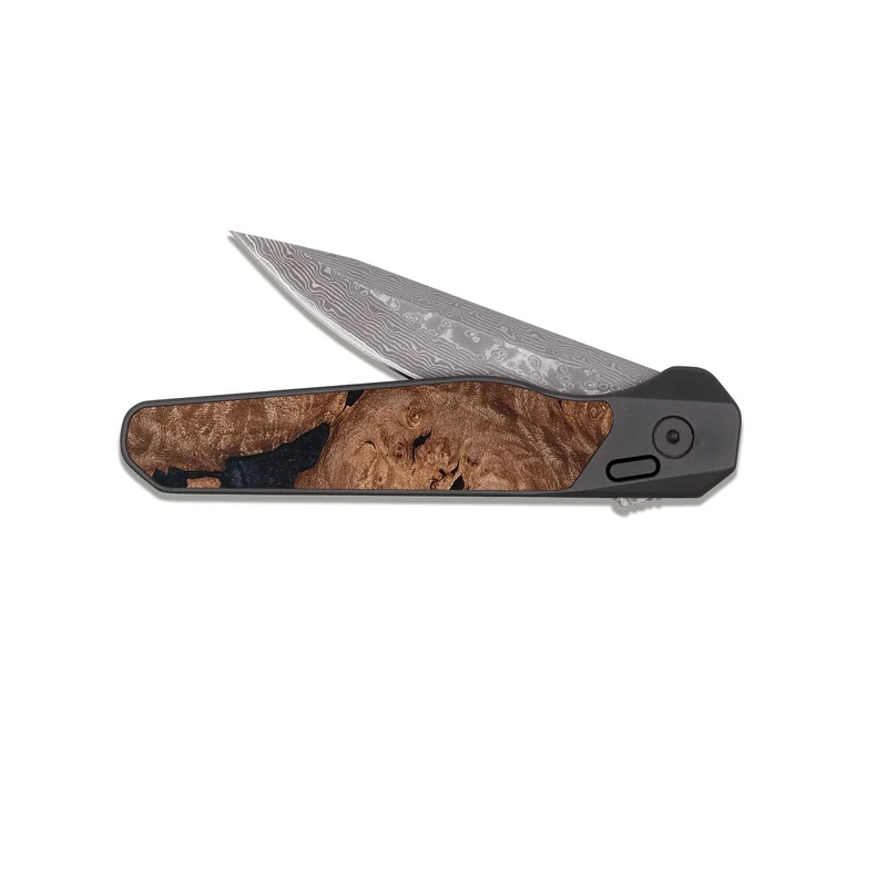 EDC Dark Damascus Wood Pocket Knife - Bettie (Wood Burl, 829771)